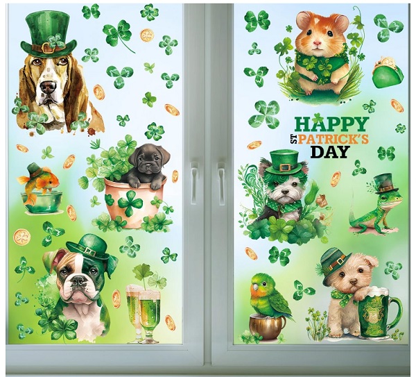St. Patrick's Day Pets Window Clings
