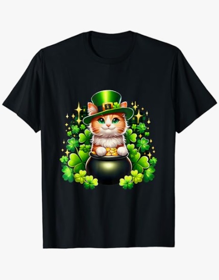 Smiling Cat Saint Patrick's Day T-Shirt